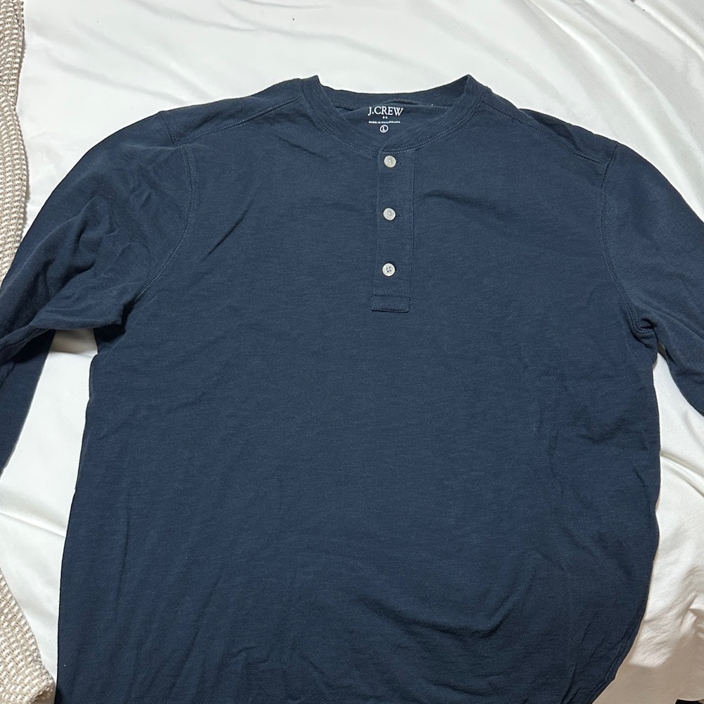 J. Crew Men's Dark Blue Long Sleeve Henley